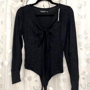 Abercrombie long sleeve bodysuit black size small